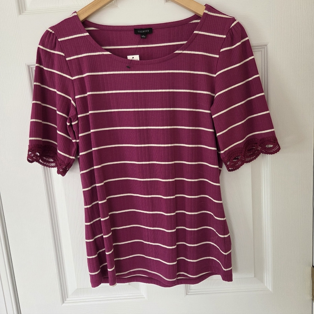 Talbots Ballet Neck Plum Rose Top